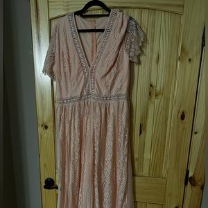 Pink flowy boho lace dress